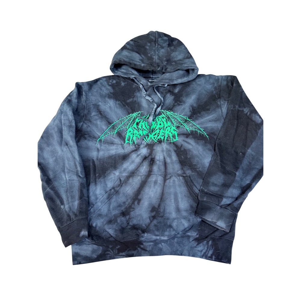 Phoebe Bridgers Hoodie Small Black Tie Dye Metal Logo Neon Green 80% Cotton